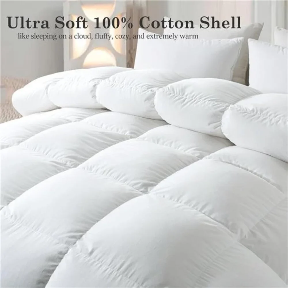 Feather Comforter Queen Size, Filled with Feather and Downfiber